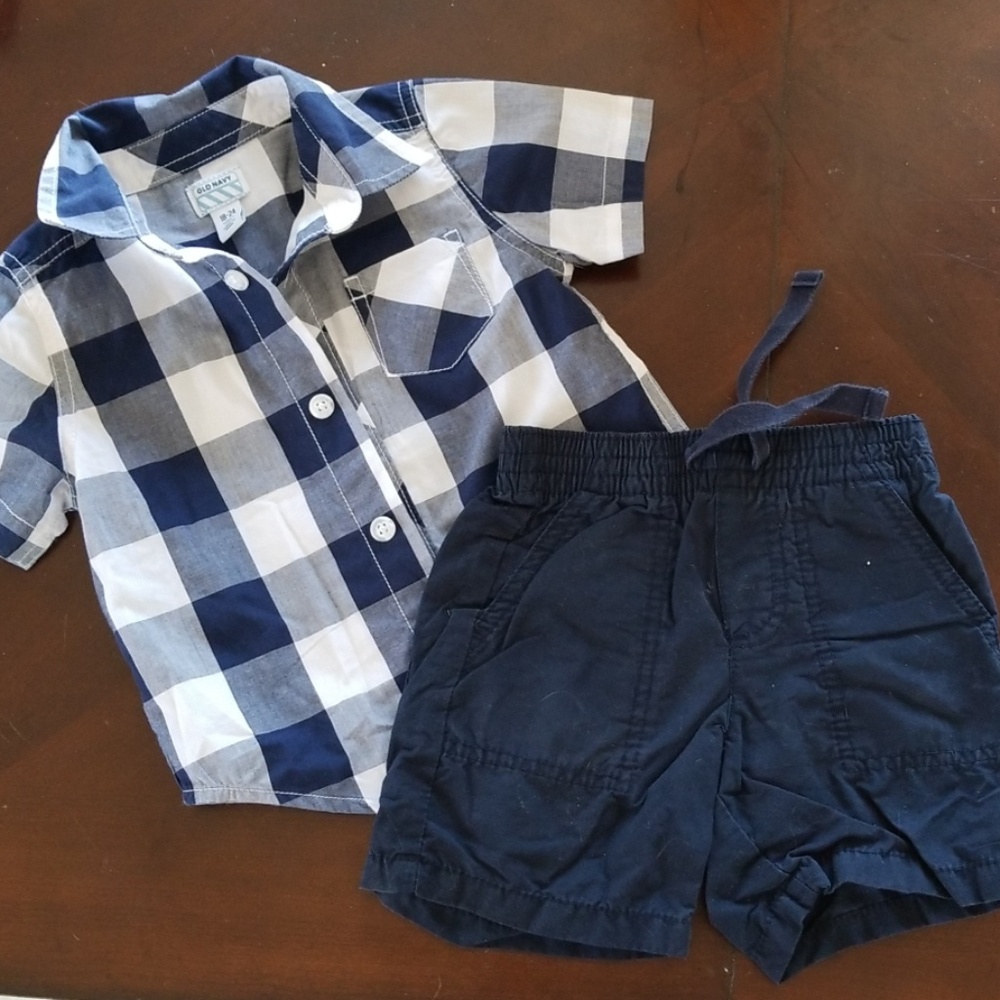 Old Navy shorts and shirt 18-24 months